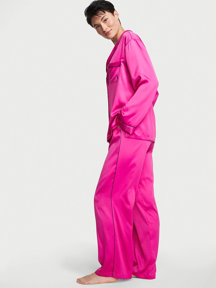 Pijama Victorias Secret De Seda Logo Vs Purest Pink