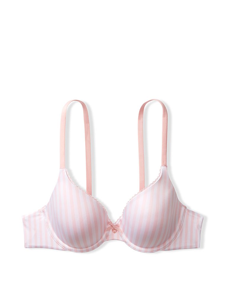 pink and white striped bra