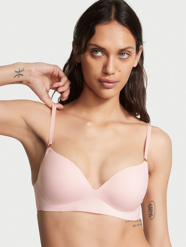  Victorias Secret So Obsessed Wireless Push Up Bra, Padded,  Plunge Neckline, Smoothing, Bras For Women, Pink