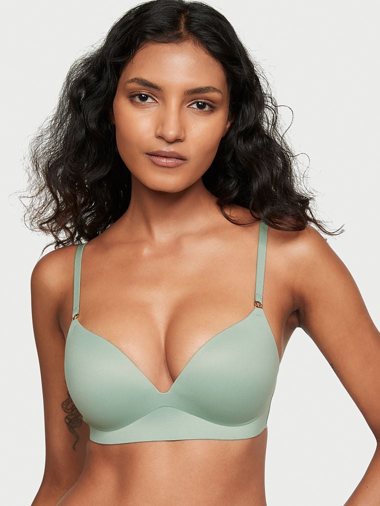  Victorias Secret So Obsessed Wireless Push Up Bra, Padded,  Plunge Neckline, Smoothing, Bras For Women, Green