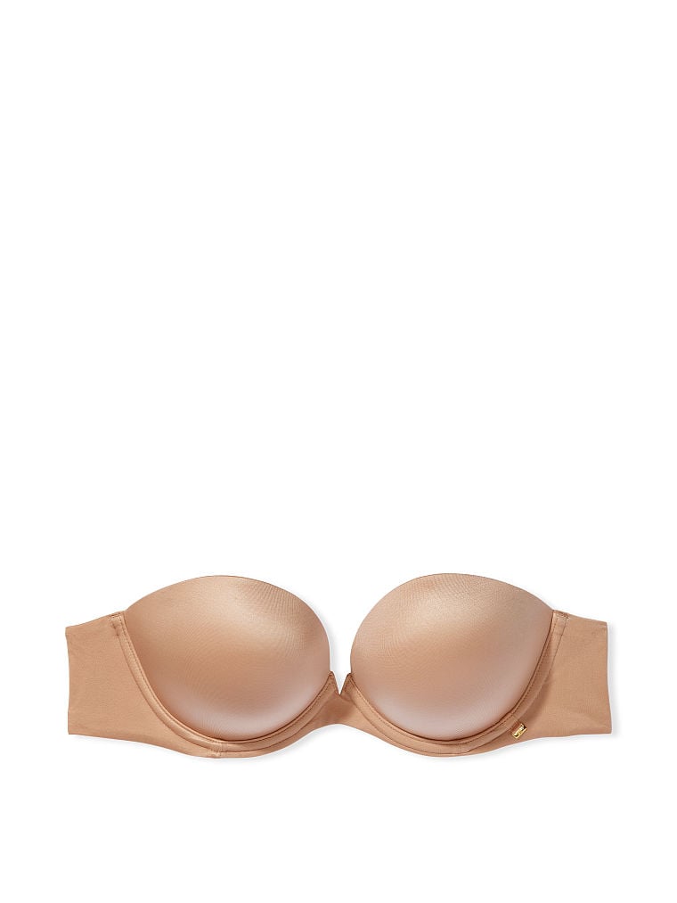 Victoria's Secret Victoria Secret Padded Strapless Bra 36C Underwire Molded  Cup Satin Nude Push Up Tan Size undefined - $40 - From Anna