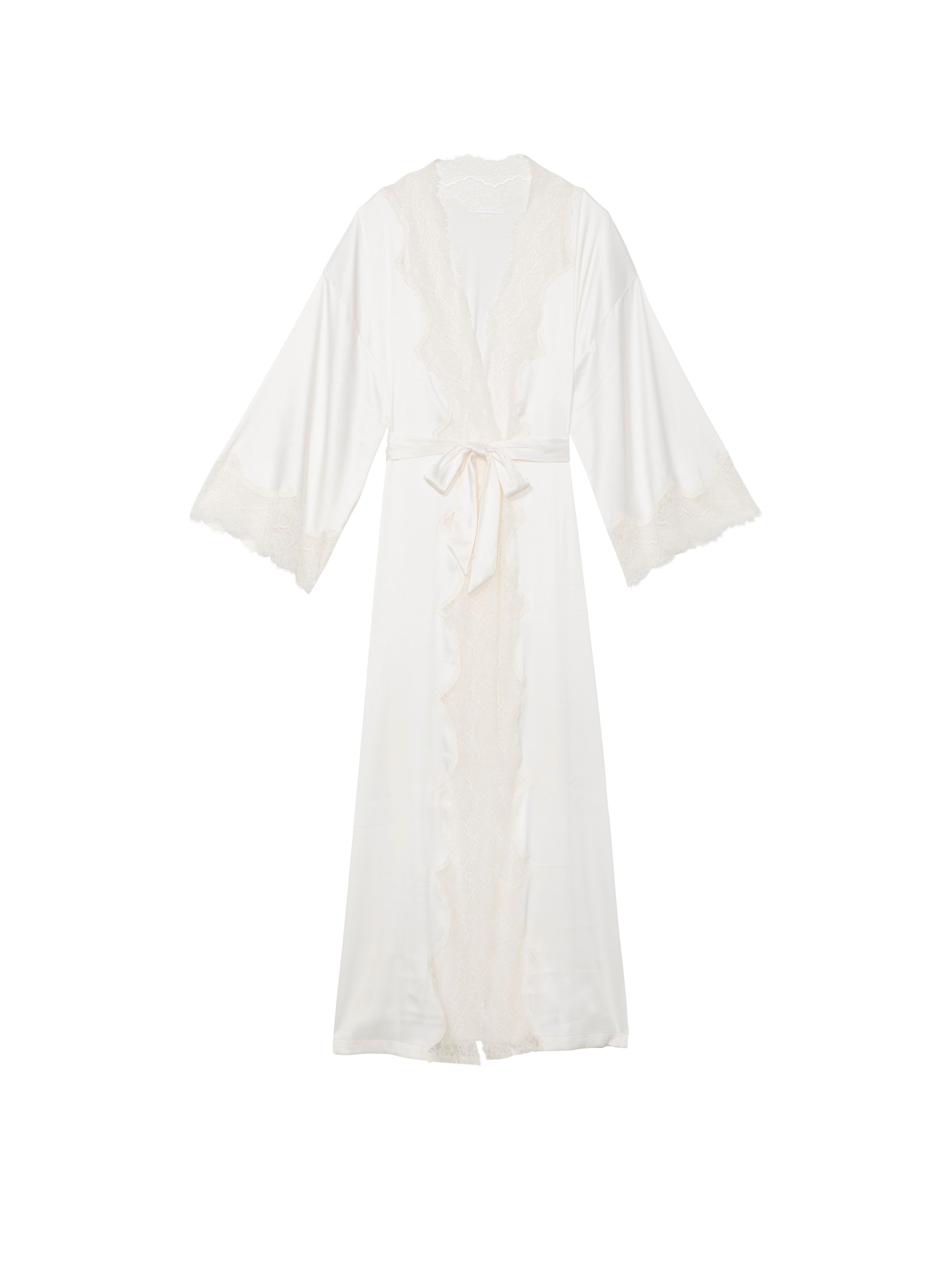 Buy Lace-Trim Satin Long Robe in Jeddah