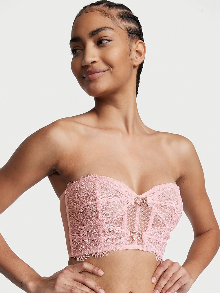 Floral Embroidery Strapless Corset Top