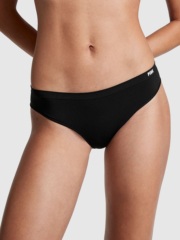Underwear Women's Pure Seamless Thong, Black, XS