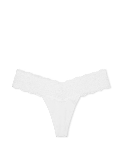 Lace-Waist Cotton Thong Panty