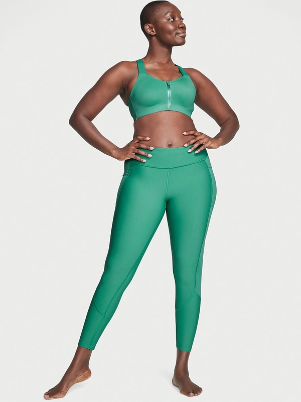Women's Seamless Perforated Strappy Sports Bra with Matching Leggings Set