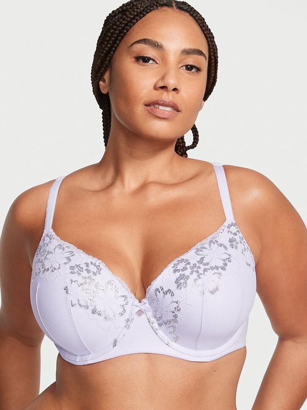 Buy DD+ Blue Recycled Lace Comfort Full Cup Bra - 32G, Bras