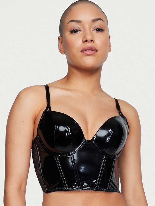 Victoria's Secret Very Sexy Faux Leather Fishnet Push-Up Corset (size  34B) NWT