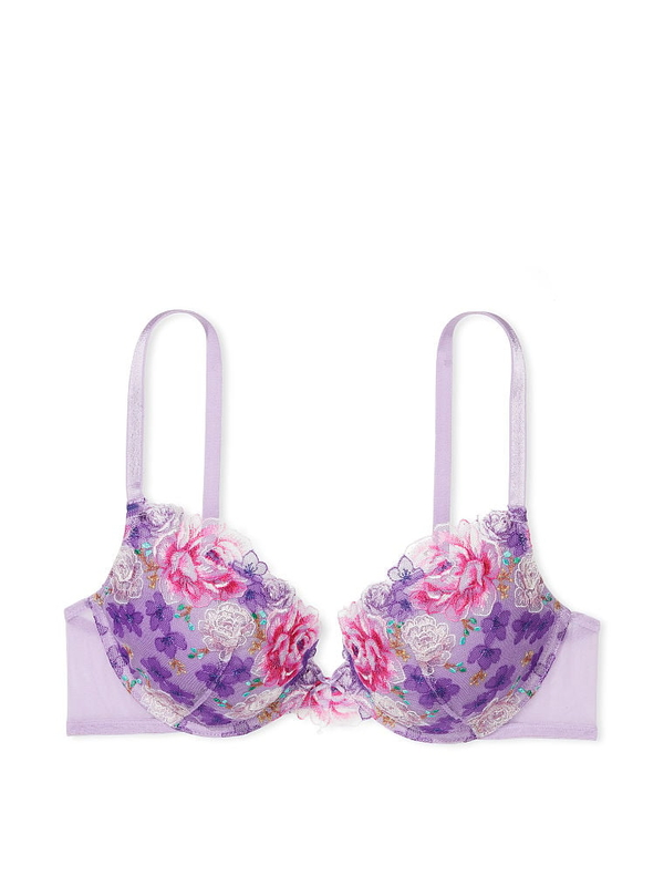 Victoria's Secret Embroidered Floral Lace Push-Up Bra Multicolor