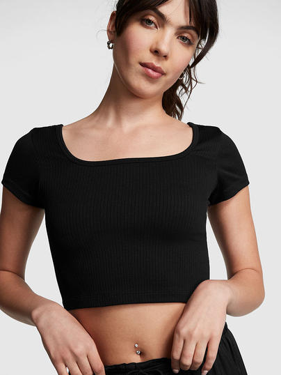 Seamless Rib Top - Black