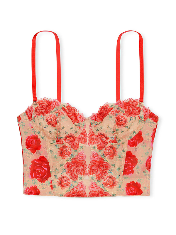 Buy Rosebud Embroidery Unlined Strapless Plunge-Back Corset Top in Jeddah