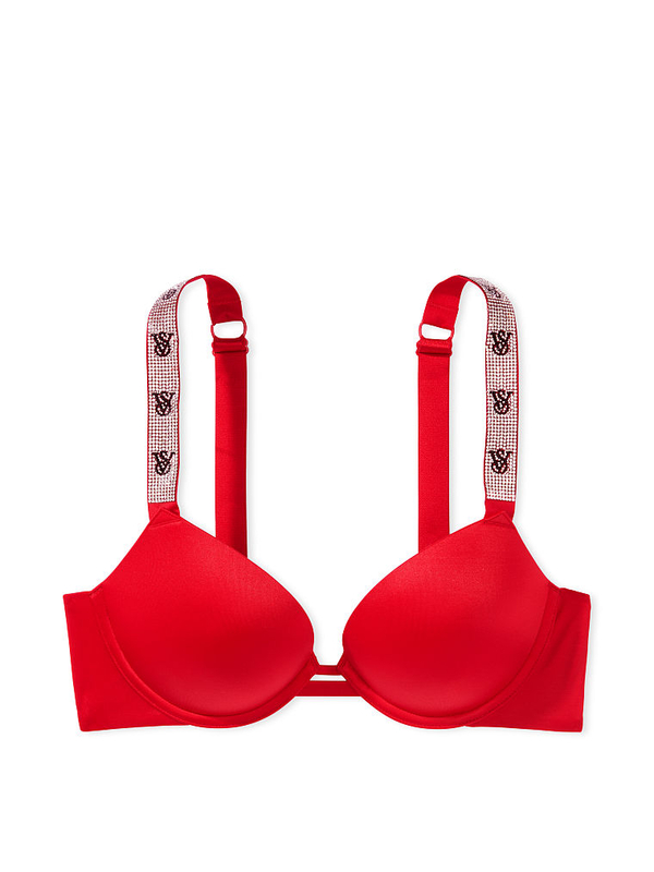 Victoria Secret Red T-Shirt Push-Up Full Coverage Bra With Sparkle