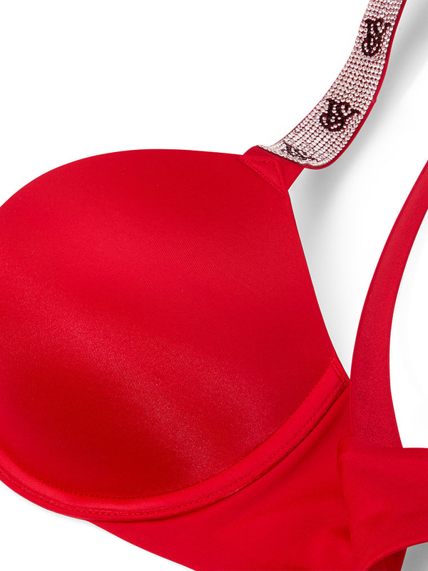Victoria's Secret VERY SEXY Red Ribbon Halter Push Up Bra 34 D