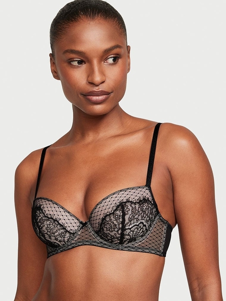 Victoria's Secret Black Lace Detail Dream Angels Lined Demi Bra Size 36C -  $18 - From Goldy